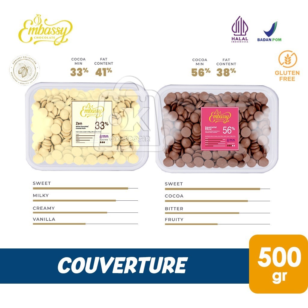 

Coklat Couverture Embassy Chocolate Kovertur (500 gr)