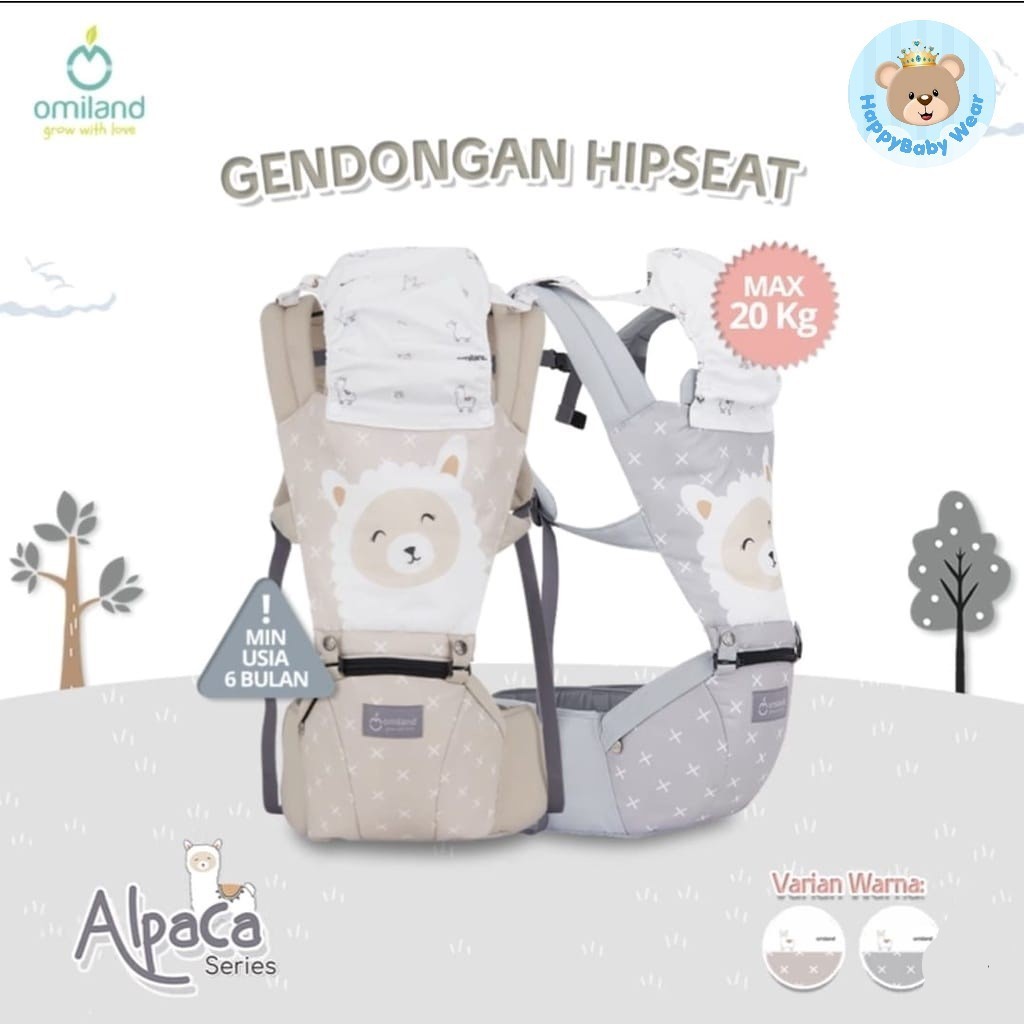 OMILAND Hipseat Gendongan bayi 6 Posisi Alpaca | Rainbow | Cube | Panda | Otter | Fox | SLOTH Series