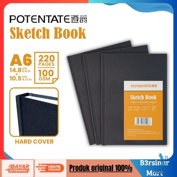 

[KUALITAS TERBAIK] POTENTATE A6 Sketchbook 110 Sheets 100gsm Kertas Buku Gambar & Sketsa