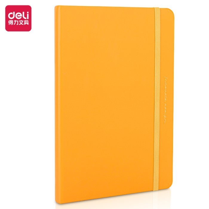 

[KUALITAS TERBAIK] Deli Leather Cover Notebook/Buku Catatan Cover Kulit A5 96Lembar 22295 - Orange