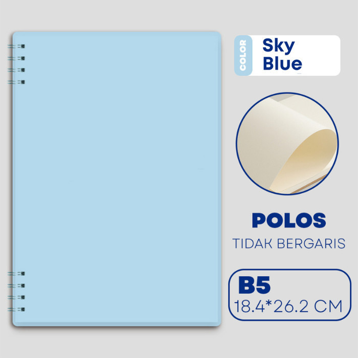 

[KUALITAS TERBAIK] Buku Tulis Catatan Notebook Ring B5 / Notebook Journal / Buku Tulis B5 - Sky Blue
