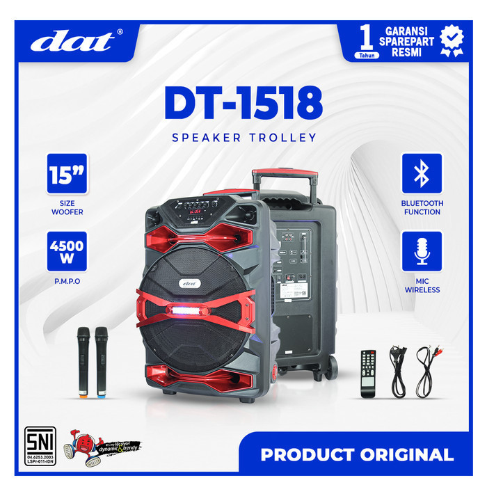 DAT Speaker Trolley DT 1518 15 Inch 2 Bluetooth Mic