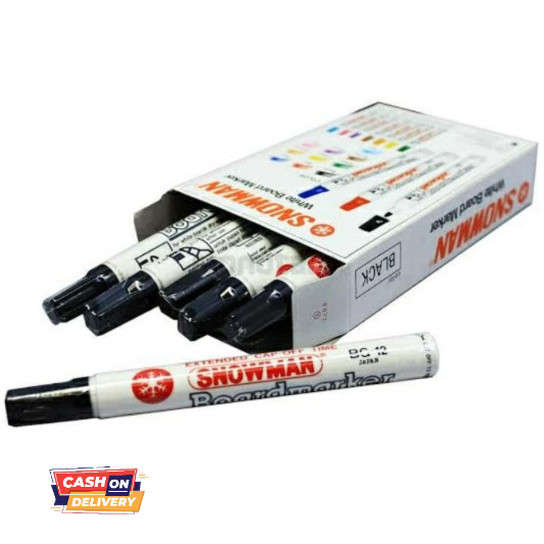 

✨LARIS✨ -Spidol Whiteboard Papan Tulis Snowman BG-12 1 BOX isi 12Pcs - HITAM