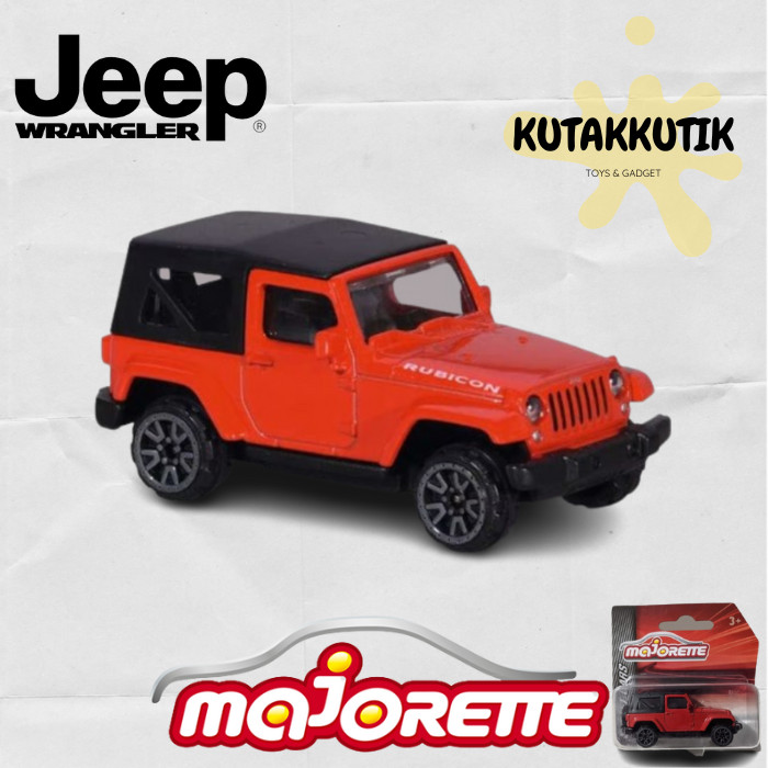 Mainan Mobil Jip Majorette Jeep Wrangler Rubicon Merah Atap Tertutup Street Cars