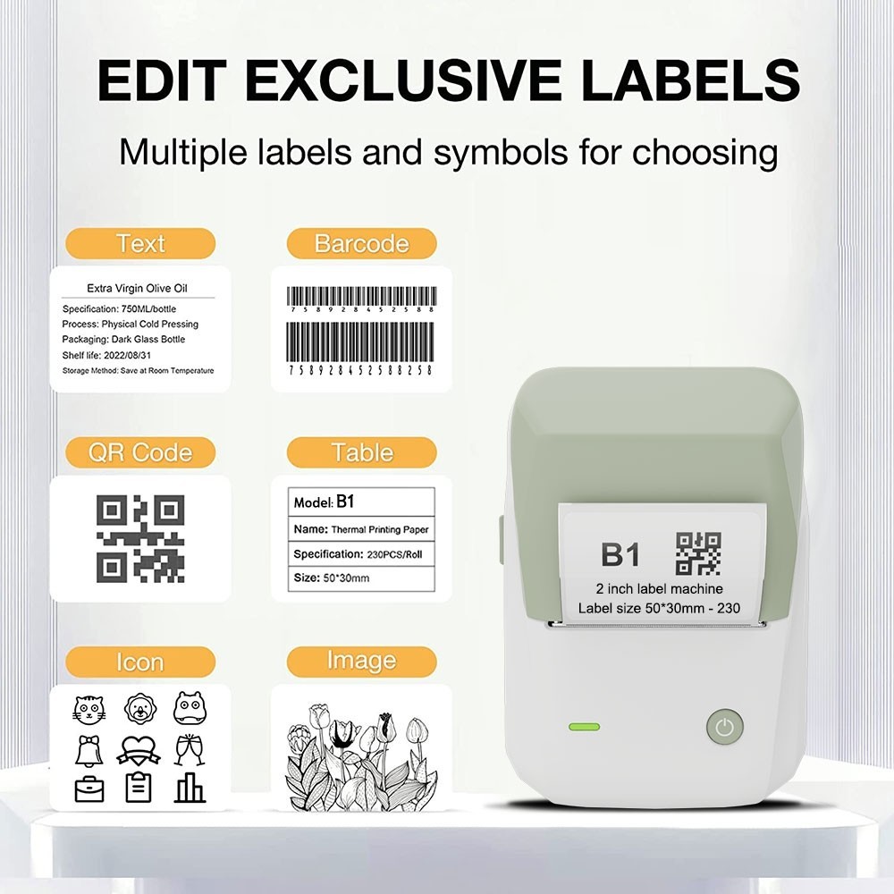 

Niimbot B1 Label Printer Portable Handheld Thermal Printer Mini Barcode QR Code Sticker Paper