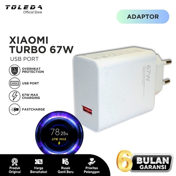 Kepala Charger Xiaomi 67W Max Fast Charging USB Port Original 100%