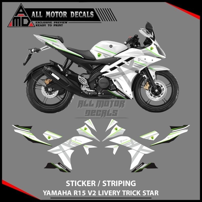 Striping Yamaha R15 V2 Model Livery Trick Star / Sticker R15 Versi 2 / Decal Motor R15 V2 / Aksesori