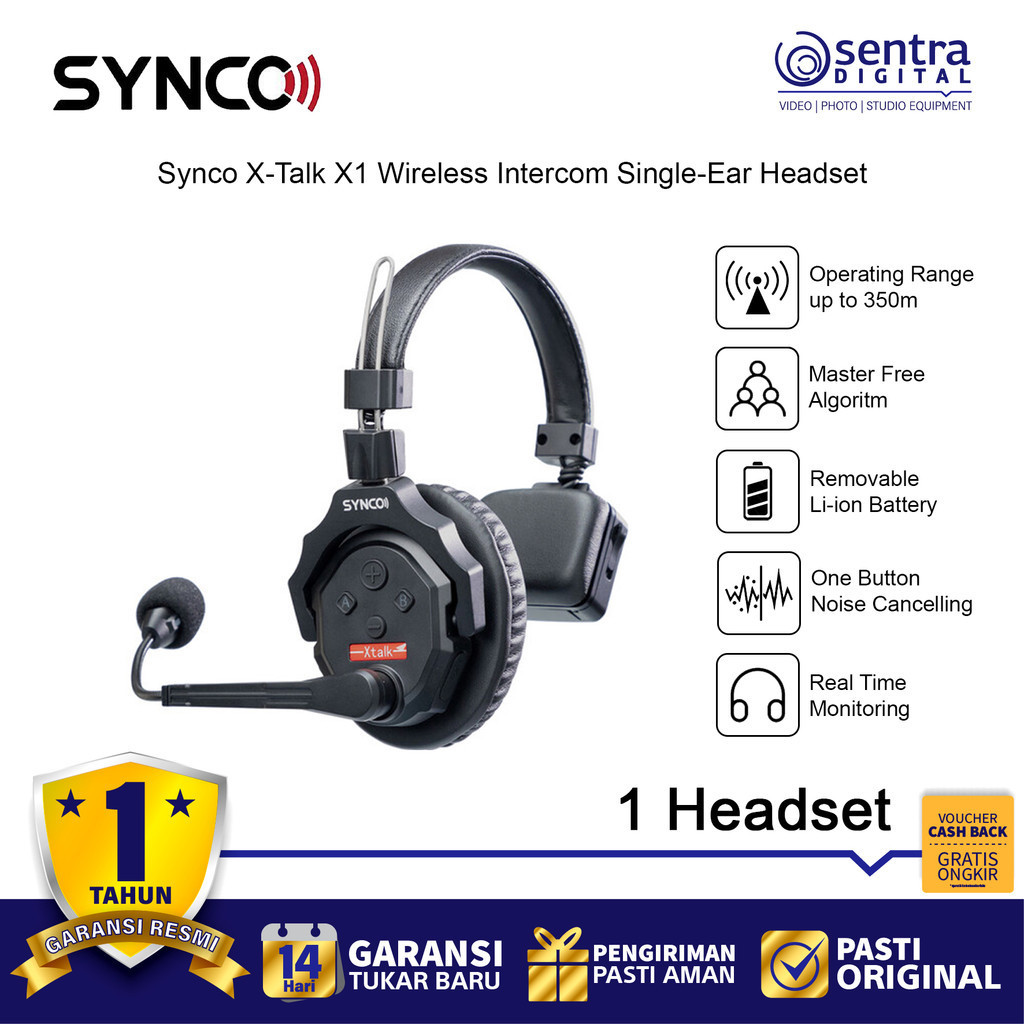 Synco X-Talk / Xtalk X1 Wireless Intercom Full Duplex System - 1 Headset