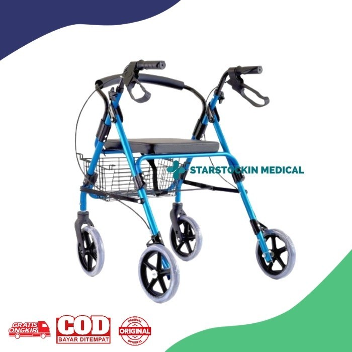 Rollator Walker Lipat Duduk Onemed 965 LH 1 Kursi Roda