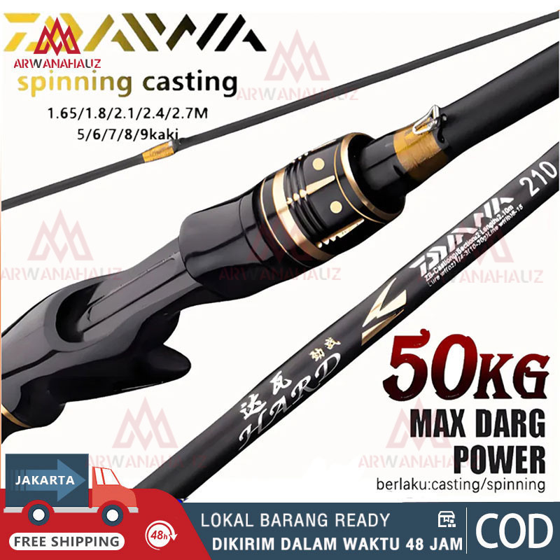 DAIWA Baitcasting Rod Medium Joran Pancing Carbon Lure M Power Fishing Rod Spinning Rod Shrimp Rod b