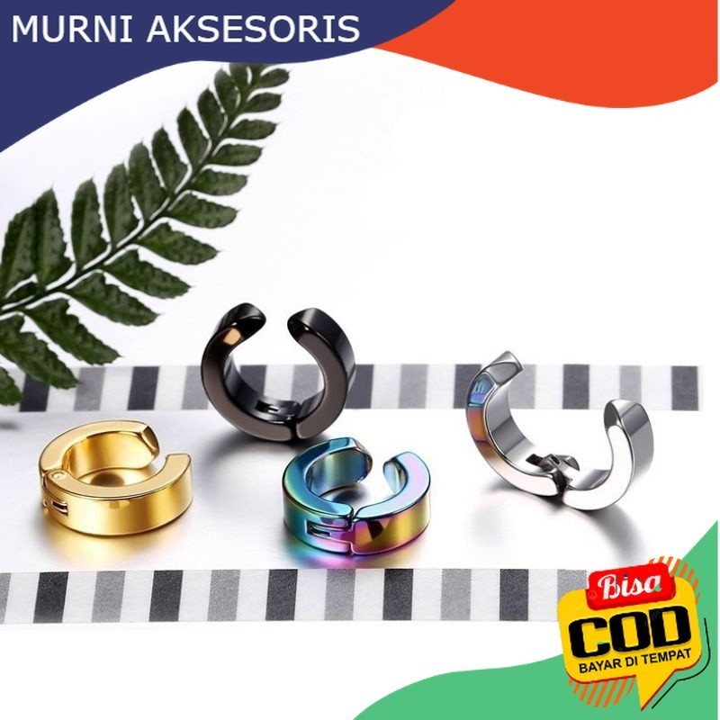 Murni Aksesoris. Anting Jepit Tanpa Tindik, Titanium Gradasi Pelangi dapat 2 pcs - Sepasang, untuk P