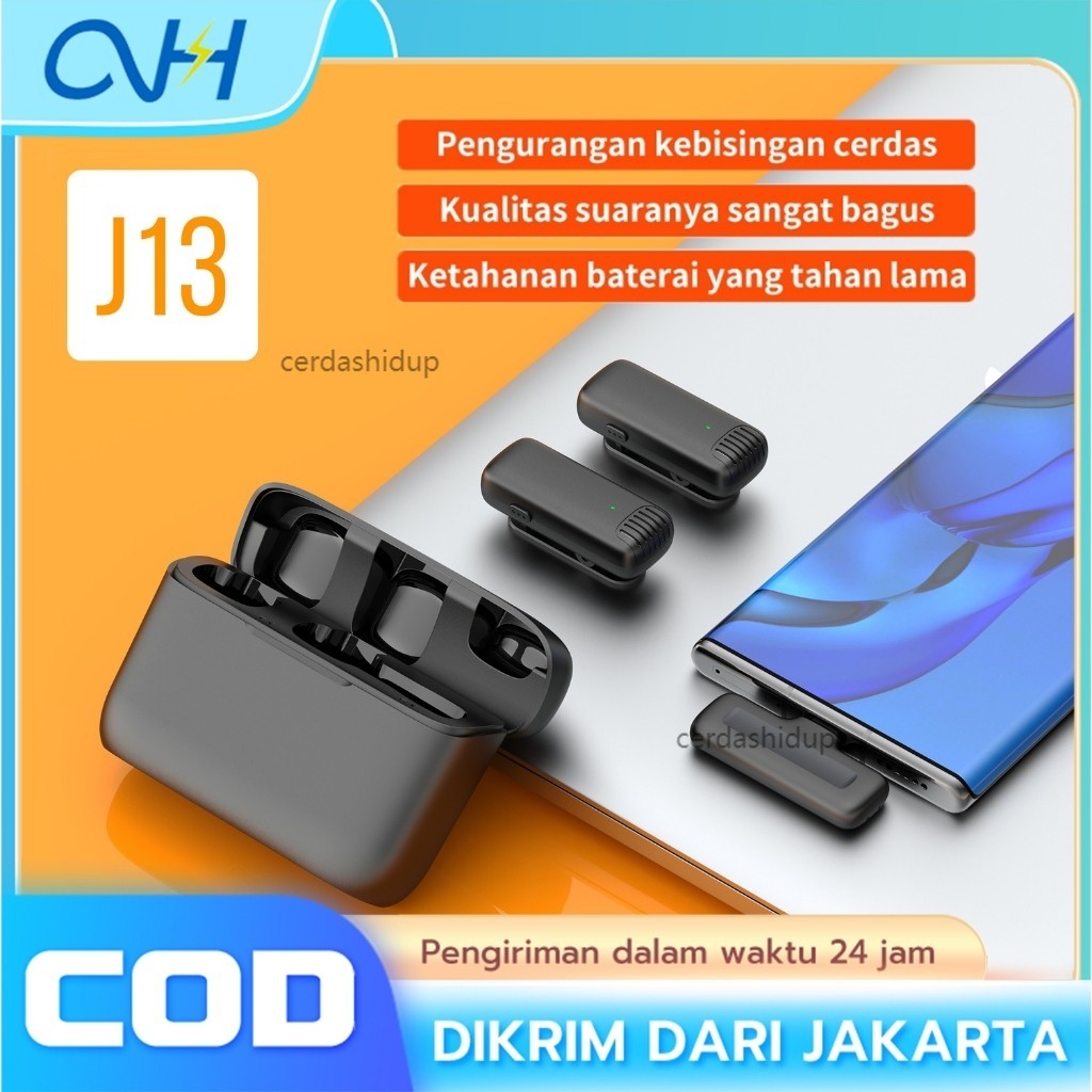 Mikrofon Nirkabel Lavalier Mini dengan Kotak Pengisi Daya, Mikrofon Lapel Wireless Mic clip on untuk