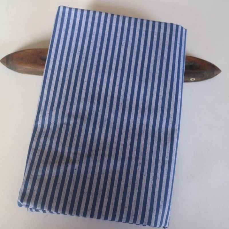 atasan Lurik Kain Lurik Biru Putih blok kecil