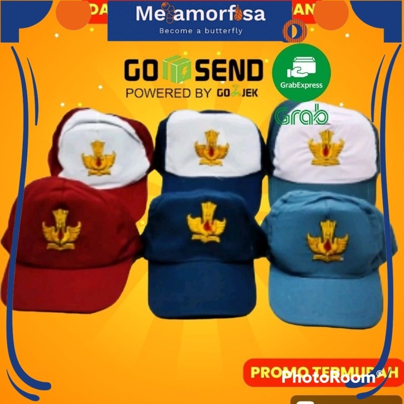 ORI topi sekolah lengkap topi sd merah putih topi sd polos merah topi smp biru putih topi smp polos 