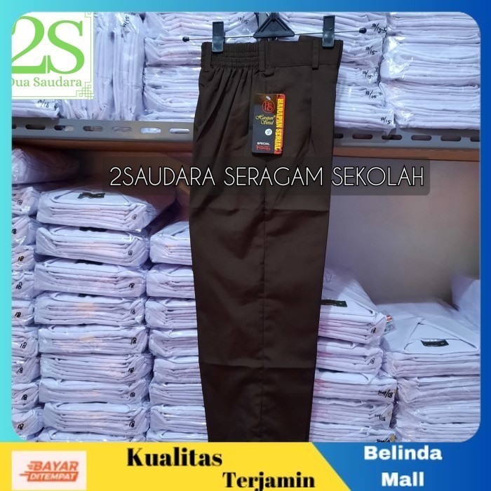 

⭐COD⭐ Seragam Sekolah Celana Panjang Karet Coklat Pramuka SD/SMP/SMA 24 25 TERLARIS