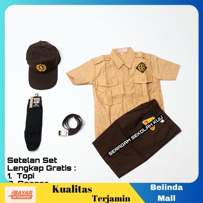 

⭐COD⭐ DISKON Setelan Lengkap Pramuka Seragam Sekolah SD Laki Pendek KELAS 1