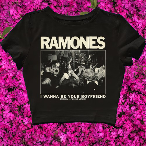 CROP TOP RAMONES I WANNA BE YOUR BOY FRIEND / BAND METAL MUSIK ROCK / GRUNGE  CROPTOP / CROP TEE SLI