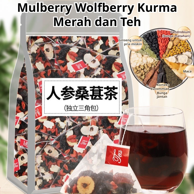 

✨Mengobati Ginjal dan Hati✨ Teh Ginseng, Mulberry dan Goji Berry/ Bahan Alami/ Meningkatkan Energi dan Melatih Spleen/ Cocok untuk Orang dengan Kekurangan Qi dan Yin/ Meningkatkan Imunitas