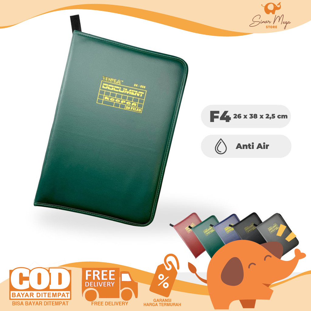 

TOPLA Document Keeper File DK-888 Zipper Kulit F4 - Folder Map 20/40/60 Leather Resleting