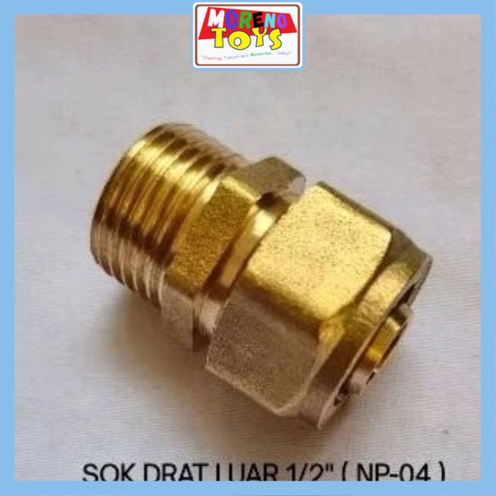 SOK Drat Luar 1/2 Inch (NP-04) / SOK DRAT LUAR UNTUK AIR PANAS KUNINGAN 1/2 Inch Kuningan Termurah