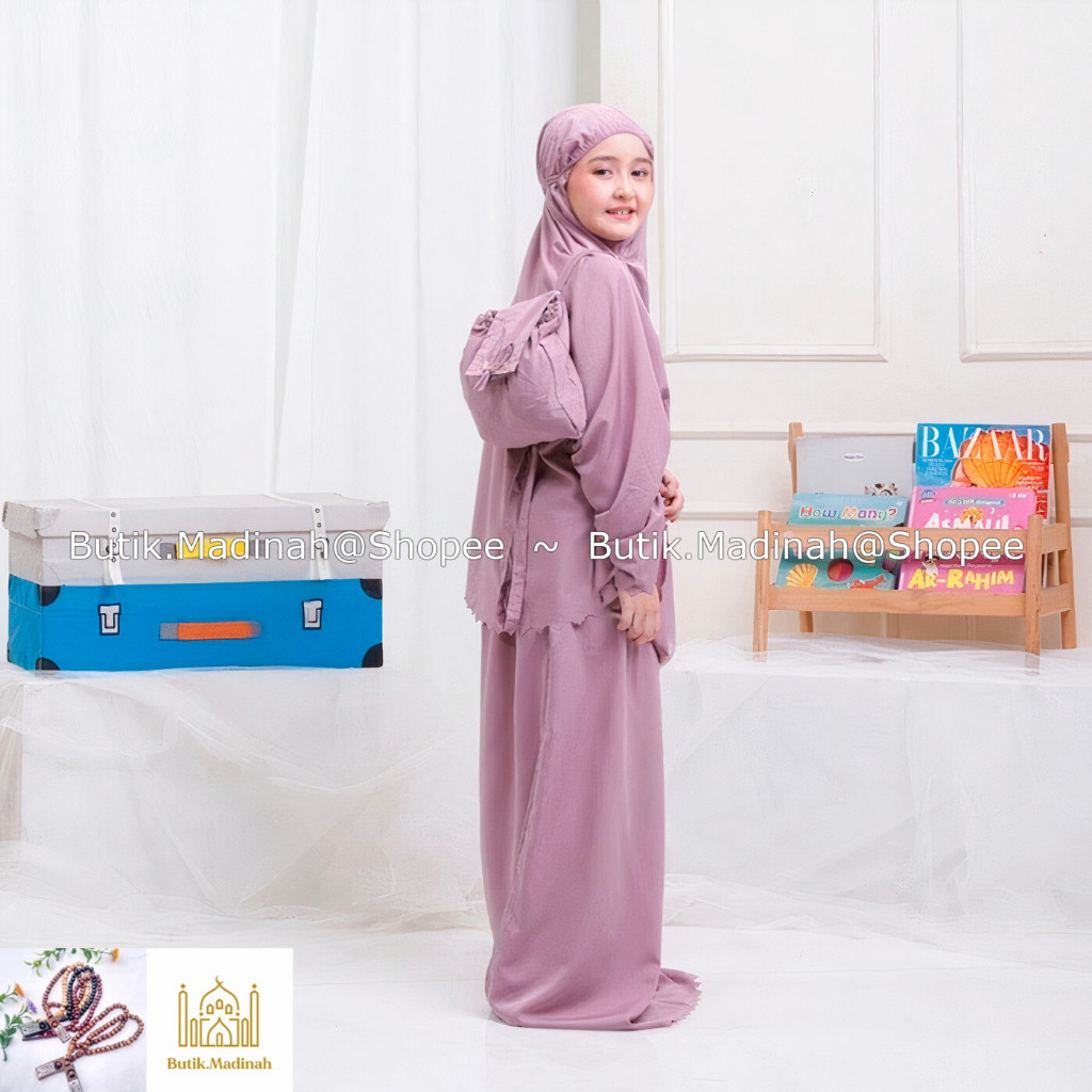 MUKENA ANAK AZZURA TRAVELING 2 IN 1 FATIMAH KATUN FREE TAS SAJADAH AMPLOP-MUKENA AZZURA