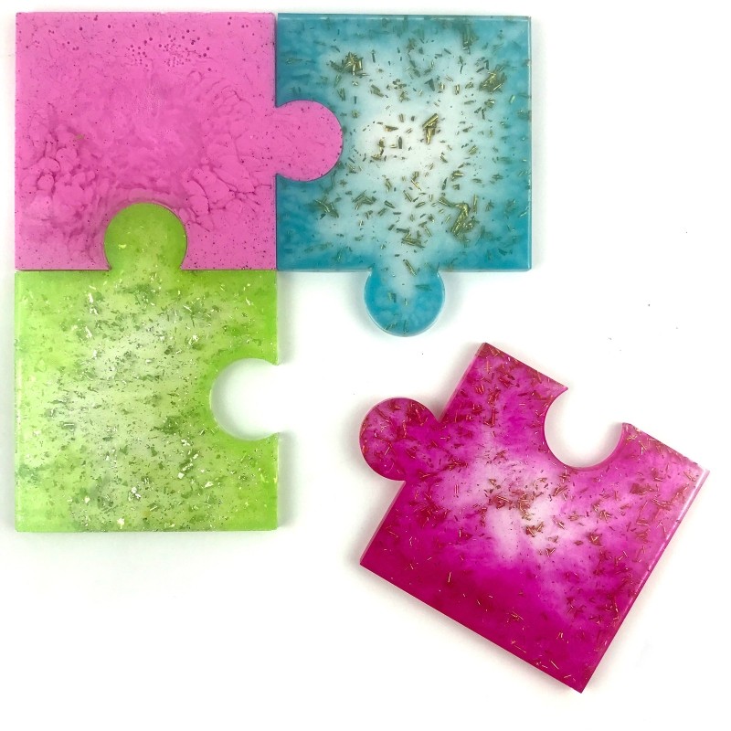 

Handmade Puzzle UV Epoxy Resin Mold Cup Mat Mug Pad Silicone Mould DIY