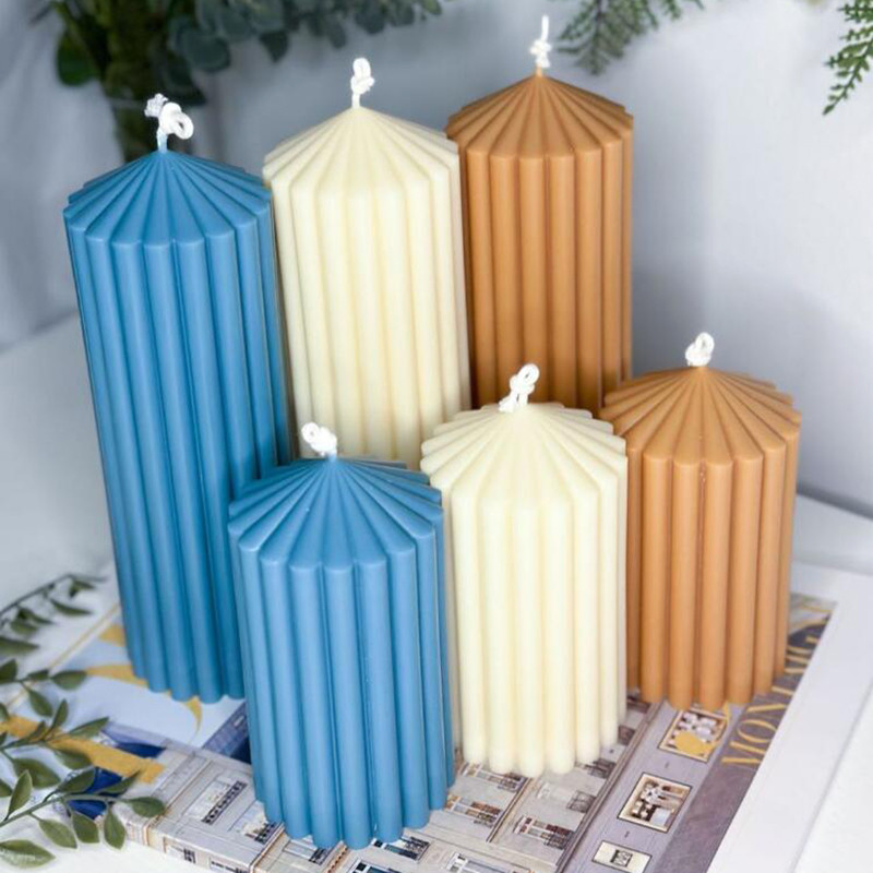 

Stripe Pillar Silicone Candle Molds DIY Aromath Cylinder Candles Making Handmade Scented Long Candle Mould Home Wedding Decor
