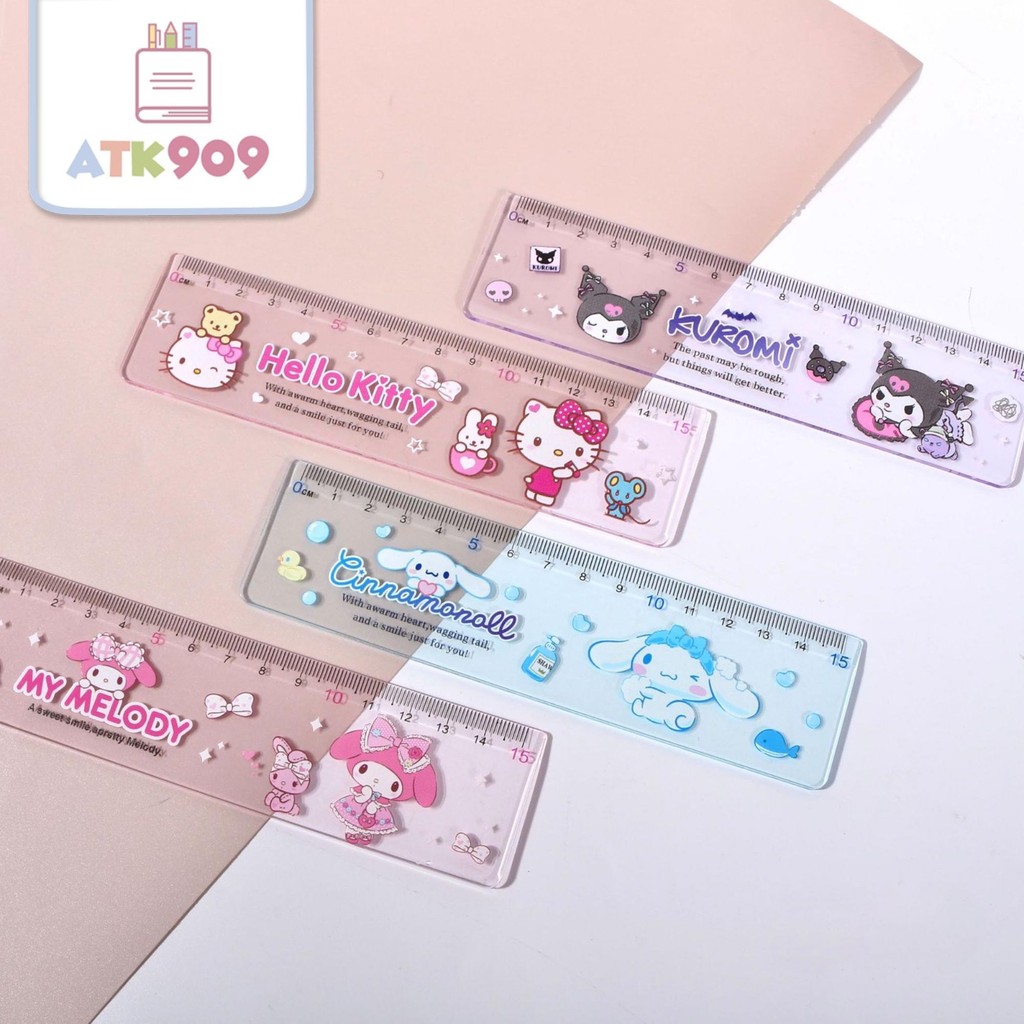 

ATK909 Penggaris Sanrio Transparan 15cm Ruler Sanrio Penggaris Sekolah Mistar
