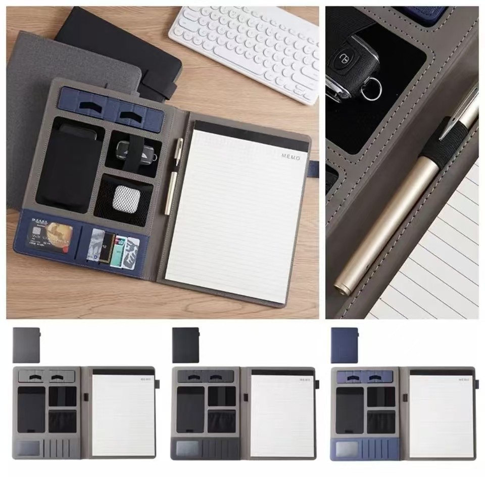 

1pc Leather Multifunctional A4 Conference Folder Business Stationery Folder Contract File Folders Zippered Organizer Card Holder