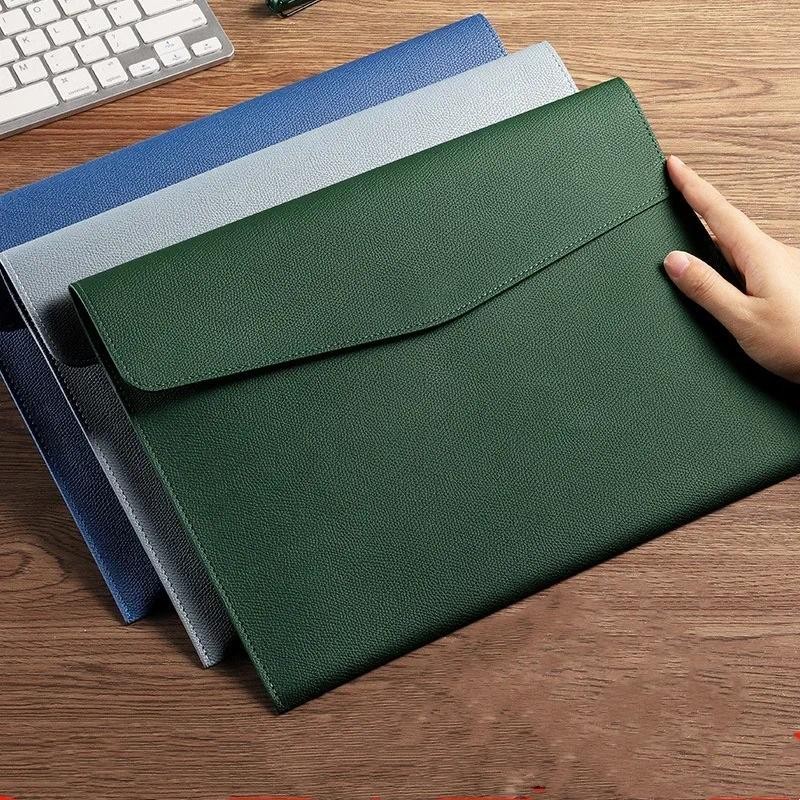 

A4 Paper Portable Leather File Bag Fashion File Bag Thickening Button Waterproof Business Office Documents Storage Management