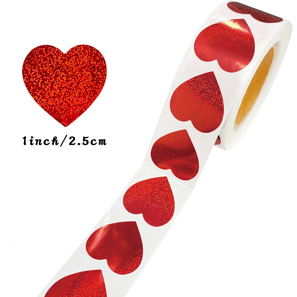 

100-500pcs Red Heart Thank You Stickers Laser Valentine's Day Paper Packaging Stickers Wedding Birthday Love Decorative Stickers