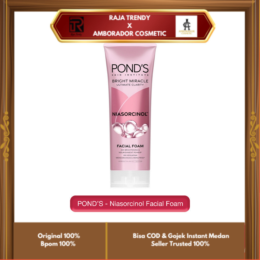POND'S - BRIGHT MIRACLE ULTIMATE CLARITY NIASORCINOL FACIAL FOAM ( 50 | 100 g ) - Sabun Cuci Muka Pe