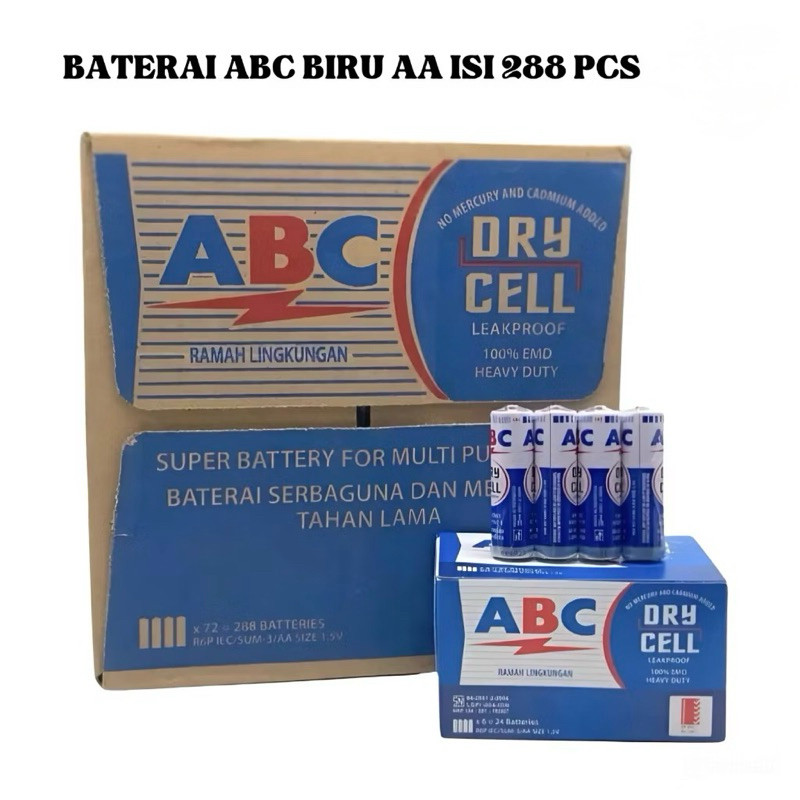 [ PER KARTON 288 PCS ] BATERAI ABC AA Zinc R6 Biru ( ISI 288 ) PROMO BATU BATRE BATERE A2 JAM DINDIN