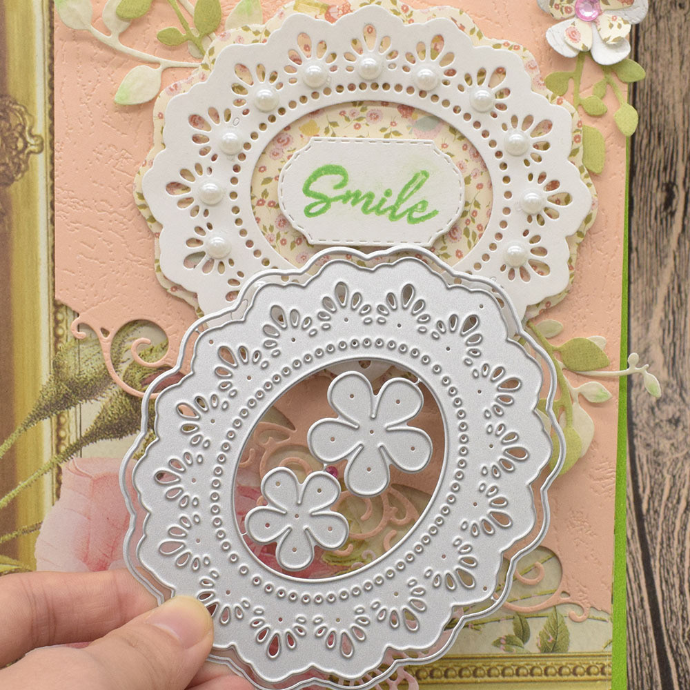 

Flower Lace Oval Frame Dies Metal Cutting Dies for Scrapbooking Paper Gift Card Making
