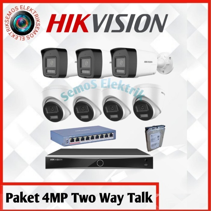 Paket Kamera Hik vision 7 Camera 4 Megapixel IP Camera PoE - Bisa Komunikasi 2 Arah