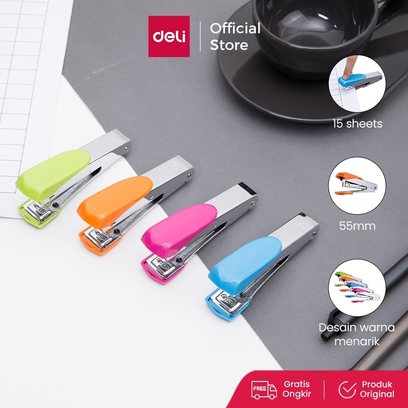 

Deli Stapler 15 Sheets desain pegangan ergonomis hingga 20,000 kali pemakaian E0260
