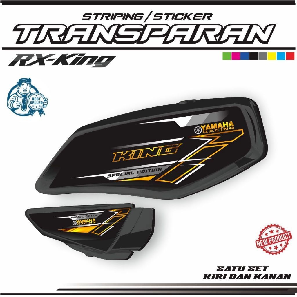VARIASI STRIPING RX KING GOLD BAHAN TRANSPARAN MOTI SIMPLE / STIKER RX KING