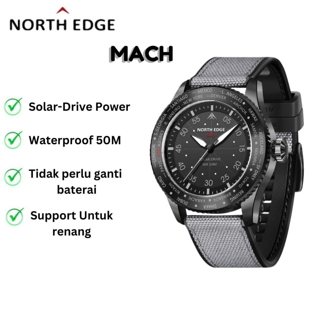 NORTH EDGE MACH Solar Power Men Watch Military Waterproof 50M