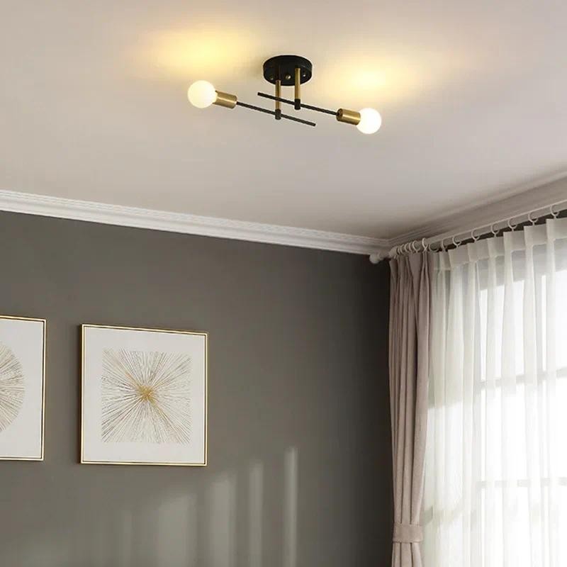 2 Heads Ceilling Lamp American Bedroom Corridor Dome Contracted and Modern Study Absorb Minimalist C