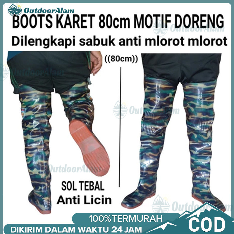 sepatu boots karet panjang doreng 80cm petani hujan anti air sepatu sawah anti licin/SEPATU BOOTS BO