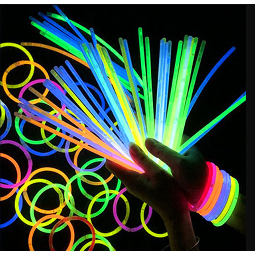 100Pcs Colorful Glow Stick Glow in the Dark Bracelets Neon Fluorescent Stick For Wedding Birthday Pa