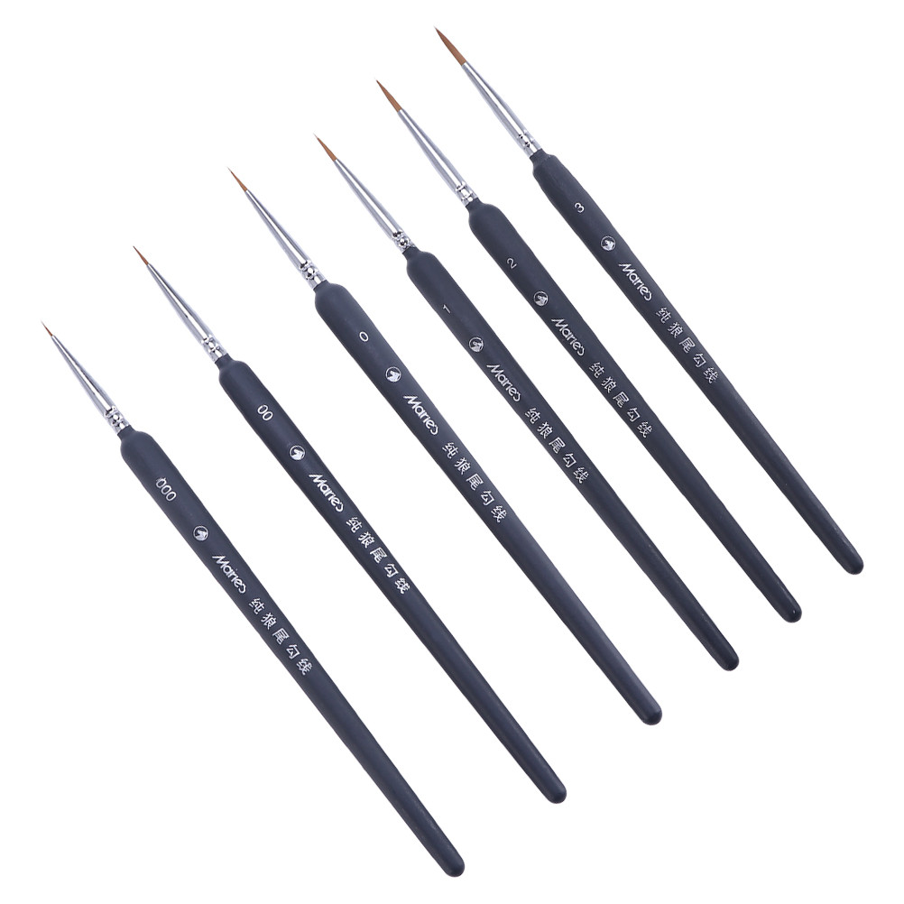 

Professional Sable Hair Detail Brush Set- 6 Miniature for Fine Detailing& Painting-, Watercolor, Oil- Miniatures, Models
