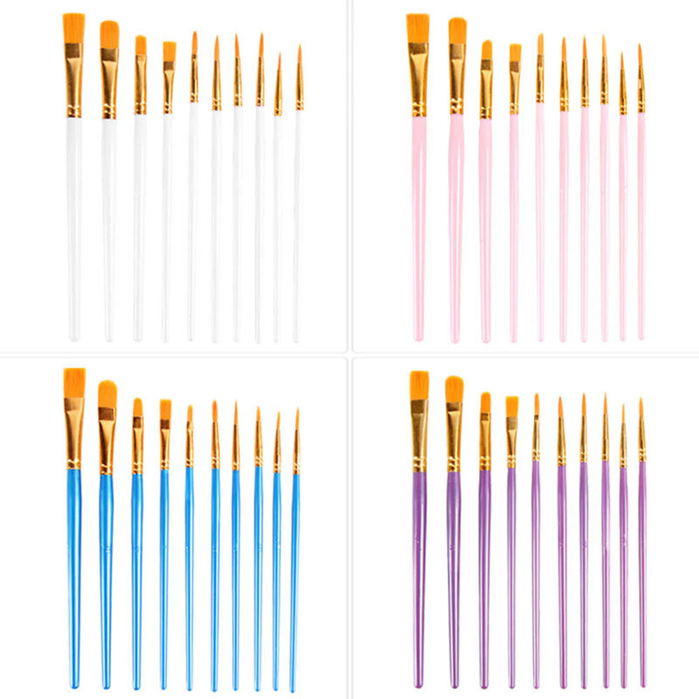 

10pcs/sest Professional Artist Nylon Paint Brush Set Watercolor Painting Brushes New Colors