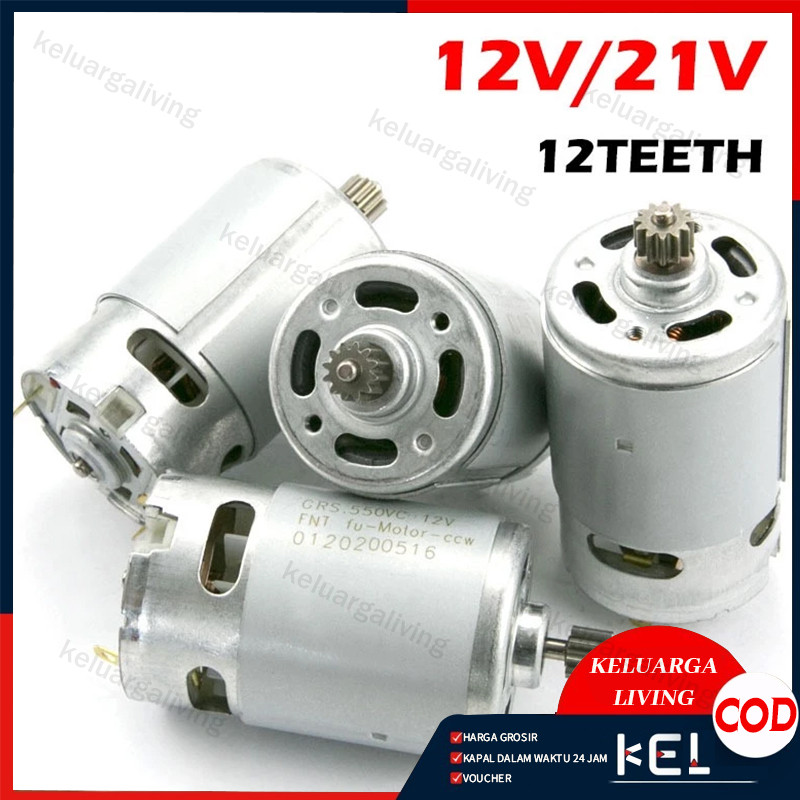 Motor Rs550 DC 21V Motor High speed Pengganti Bor Baterai Cordless/Rs550 Dinamo Motor 9/12 tooth/RS5