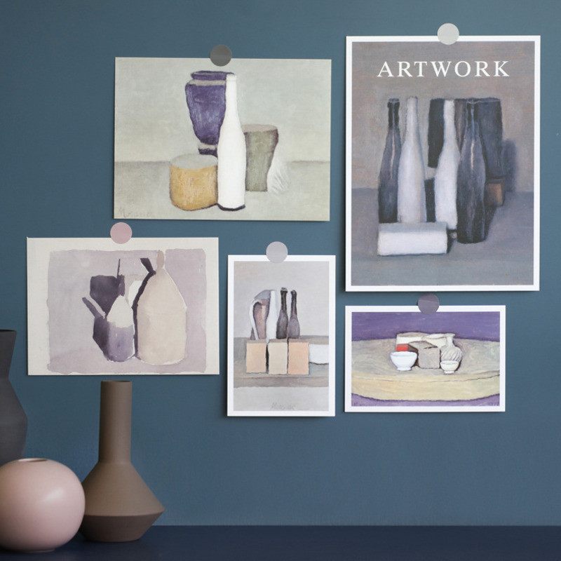 

5pc Morandi Retro Art Decoration Card Vase Painting Poster DIY Journal School Room Wall Sticker Photo Props Stationery Gift