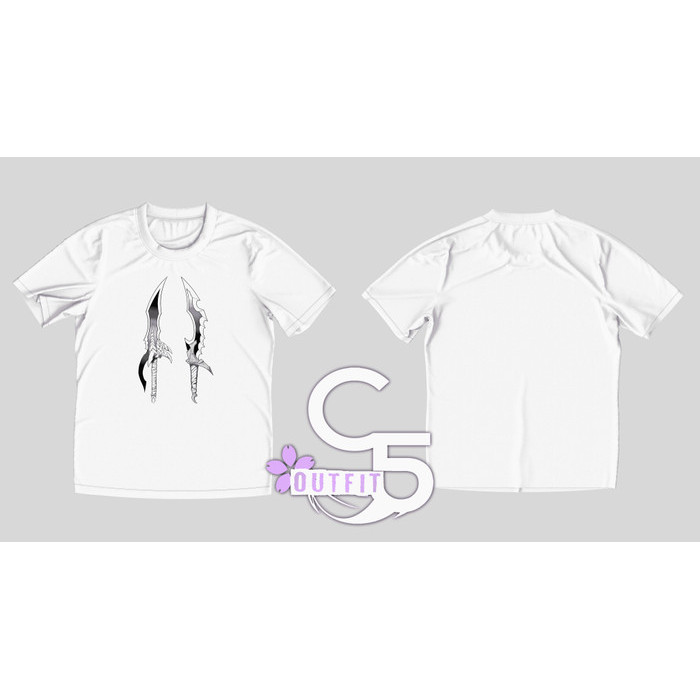 KAOS TSHIRT SOLO LEVELING - BAJU KAOS SUNG JIN WOO DAGGER 2 BLACK AND WHITE - 2,4,6,10