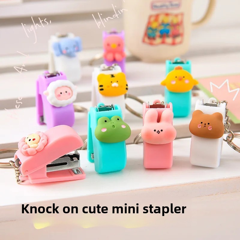 

Portable Cute Cartoon Mini Stapler Creative Student Office Small Stapler With Keychain Mini Bookmark Stapler China Mainland Orig
