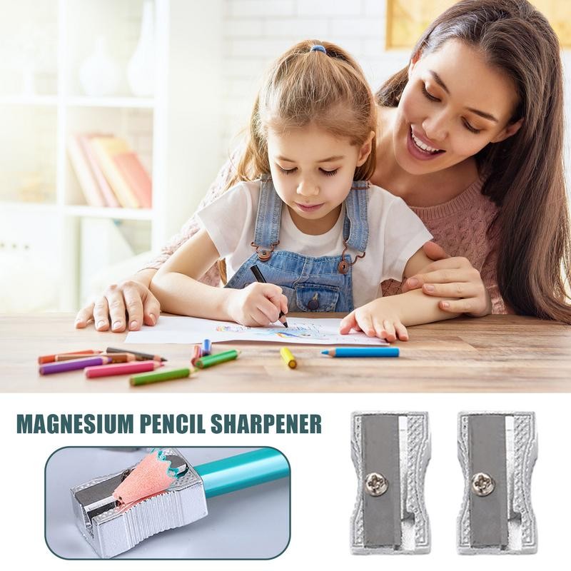 

Cute Pencil Sharpener Portable Handheld Pencil Sharpening Tool 10 PCS Small Aluminum Alloy Single Hole Bevel Pencil Sharpener