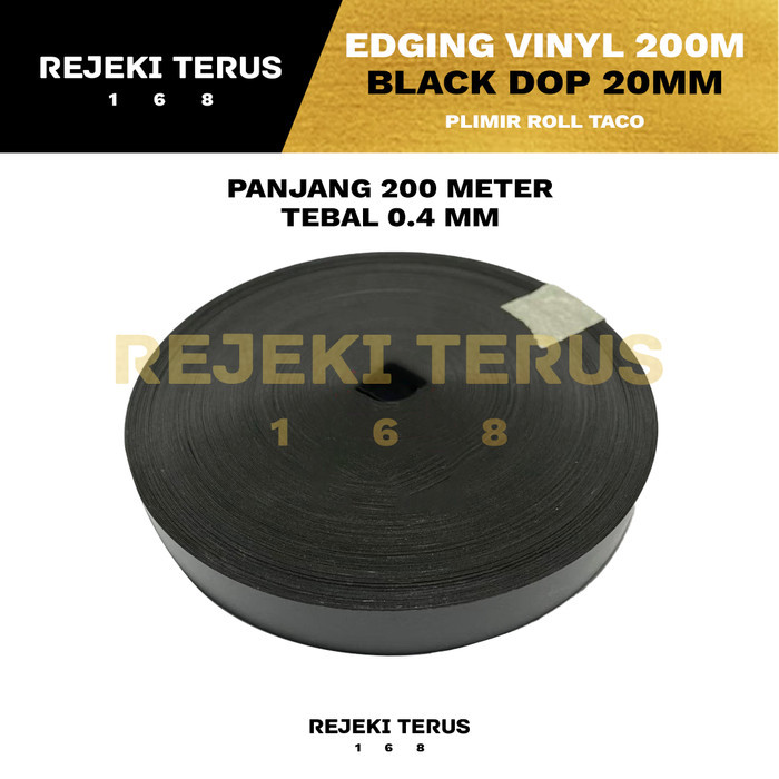 Edging HITAM 20mm/2cm / Vinil Vynil Vynil Black Dof Dop Kulit Jeruk PVC Plimir Roll Taco 200 METER