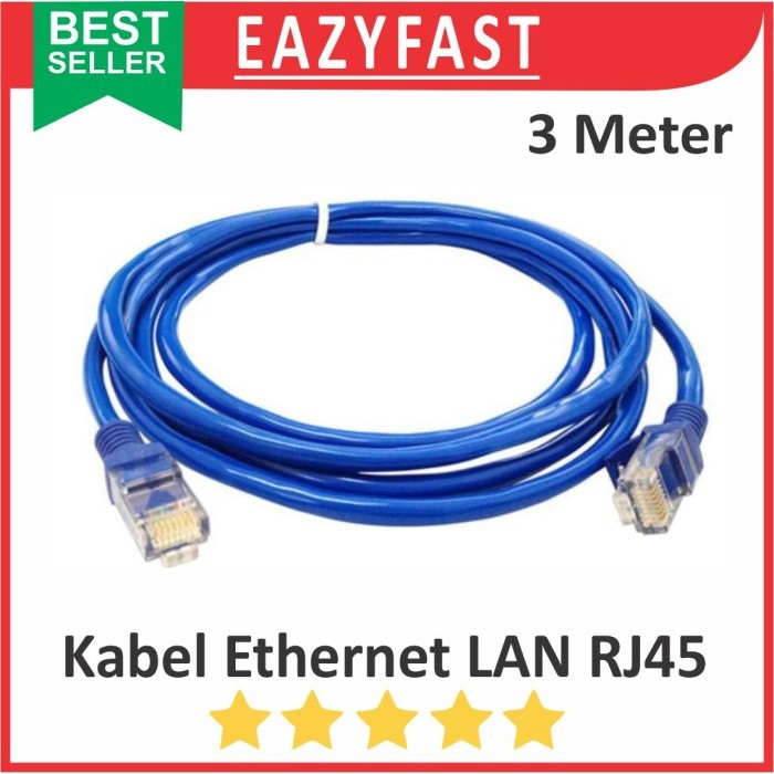 Kabel LAN Ethernet RJ45 3m 3 m meter Jaringan Internet Network UTP FTP Router Switch HUB Wifi